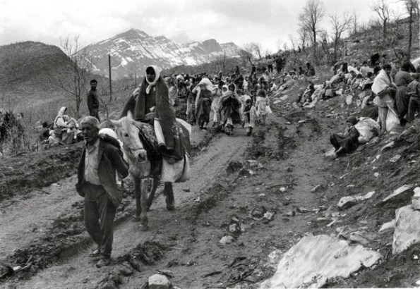 Iraqi Kurdish refugees fleeing into Turkey, 1991 Photo: Hugh Pope