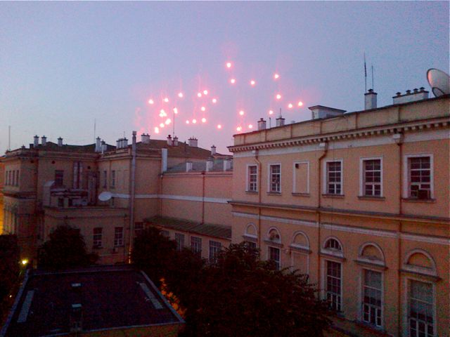 Paper hot air balloons lit with big candles float into the air each evening from Taksim Square, here seen rising over the 19th century bulk of Istanbul's Russian Consulate-General.