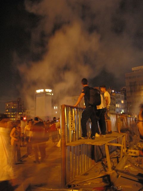 Protestors seemed particularly focused on attacking and breaking up the worksite for putting Taksim Square traffic into tunnels.
